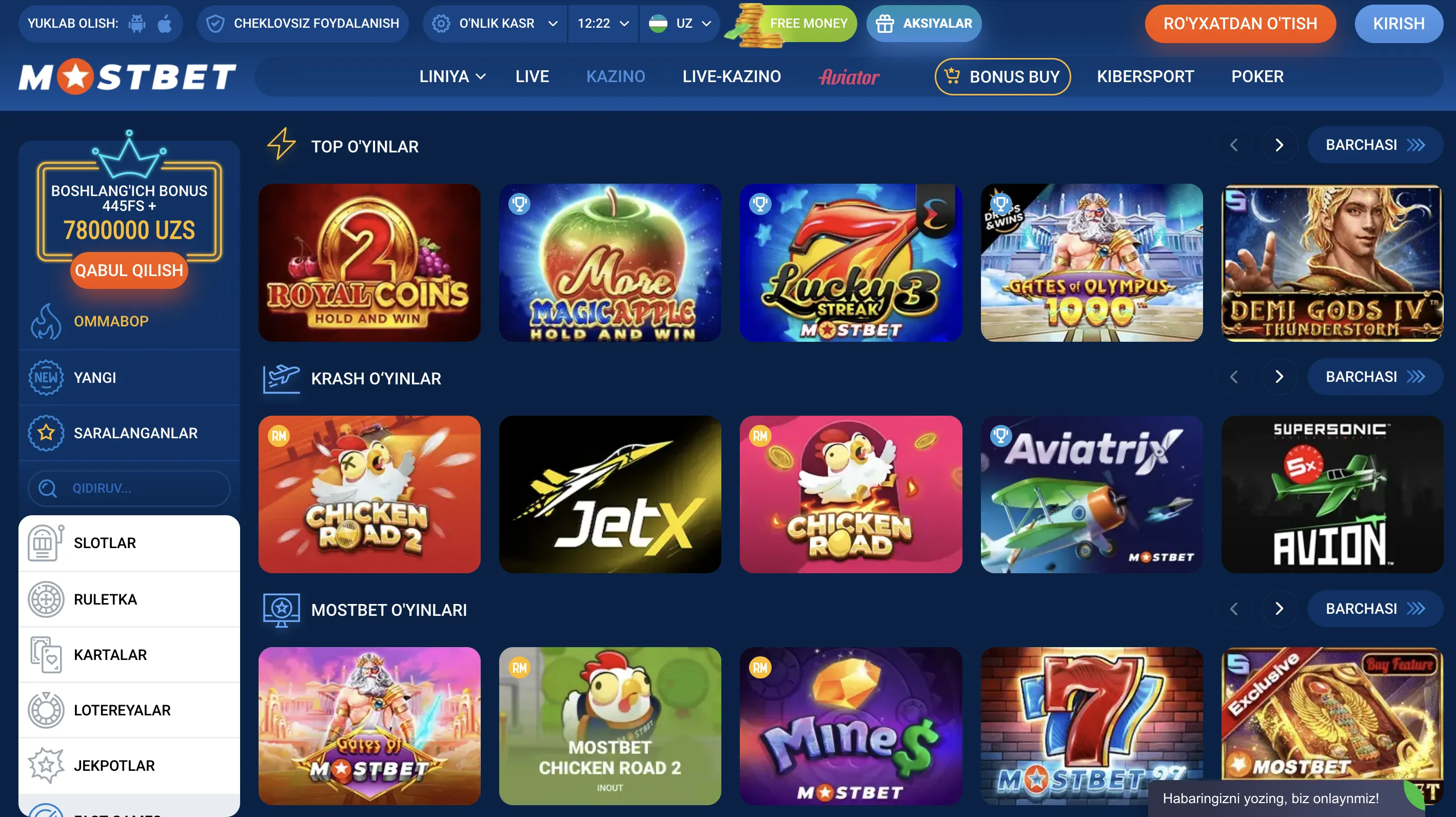 Mostbet Casino o'yinlari: slotlar, live va crash formatlar